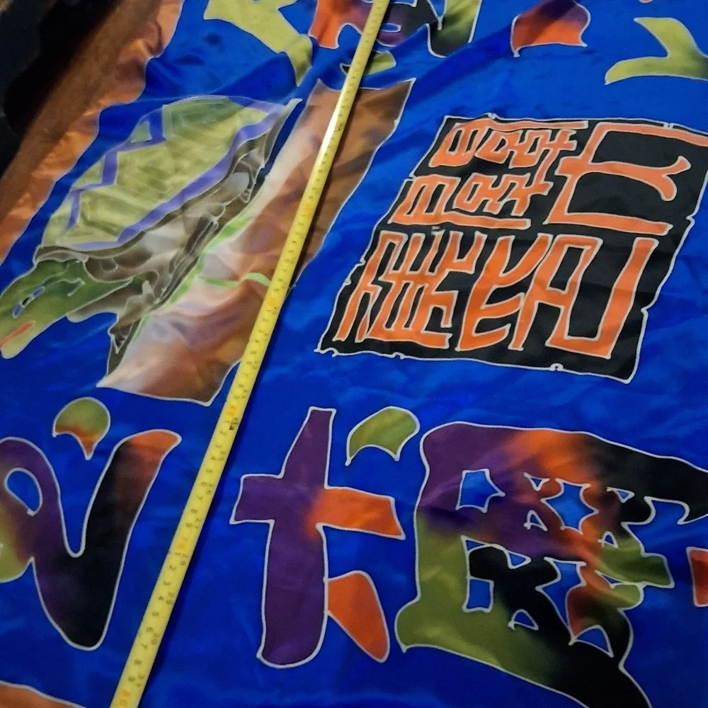 Chinese Character Silk Large Vibrant Color  Scarf